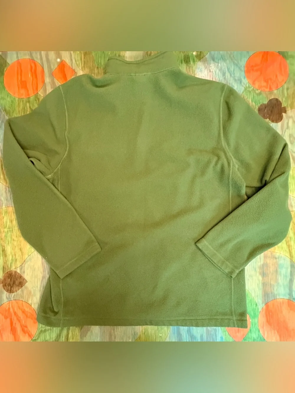 North Face Sweater Mens Large 1/4 Zip Fleece Activewear Pullover Green Polyester